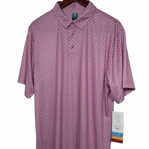 Pro Tour Coolplay Golf Polo Shirt Men's Large Pink Floral Dot Print UPF 50 NWT